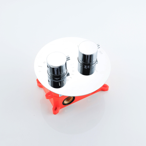 Fortifura Calvi Thermostatische inbouwkraan - achterplaat rond - chroom OUTLETSTORE STORE40211