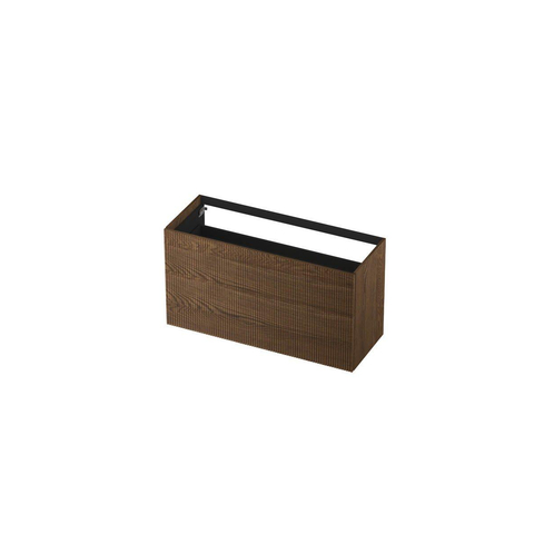 Ink p2o meuble 2 tiroirs push to open vertical fraisé comprenant 120x45x65cm chêne massif chocolat SW693519