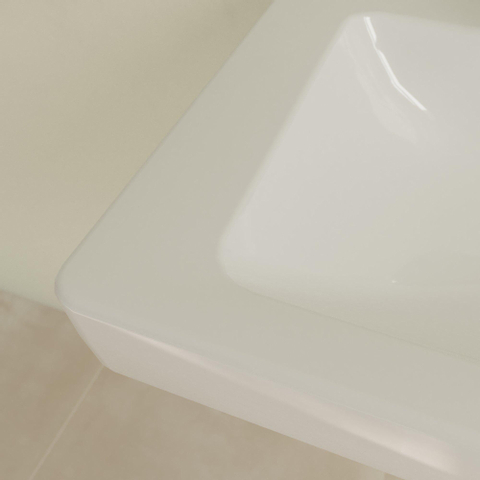 Villeroy & Boch Subway 2.0 wastafel onderzijde - geslepen - 60x47cm inclusief kraangat - met overloop - White Alpine (glans wit) 1024125