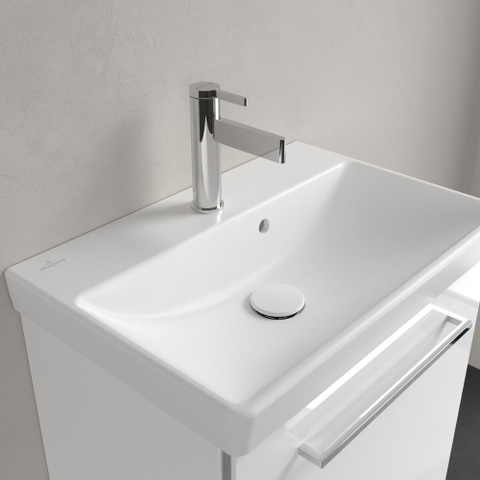 Villeroy & Boch Avento wastafel - compact - 55x37cm - met overloop CeramicPlus - Stone White (mat wit) SW448523