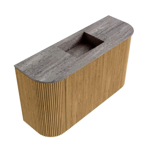 Mondiaz JOYA-DLUX 73.2cm meuble de toilettes - arrondi à gauche et à droite couleur Chêne - Lavabo FAYE position Milieu Sans trou de robinet couleur Oza. SW1424150