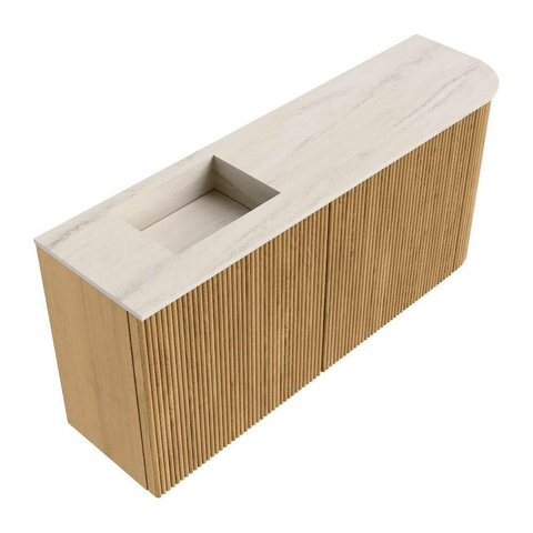 Mondiaz JOYA-DLUX 91.6cm toiletmeubel - ronding rechts kleur Oak - Wastafel FAYE positie Links 1 kraangat kleur Meli. SW1426235
