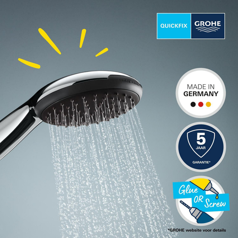 Grohe Vitalio QuickFix Handdoucheset - diameter 11cm - 2 straalsoort - 8.0/min - met houder - met slang - 175cm - chroom SW1028245