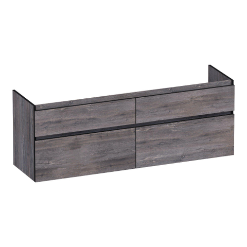 BRAUER Delight Edge meuble sous-lavabo 160 4 tiroirs à fermeture en douceur - sans poignées - 2 découpes pour siphon - Driftwood SW1199163