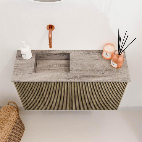 Mondiaz JOYA-DLUX Meuble de toilette 70cm - couleur Dusk - Lavabo FAYE position Gauche Sans trou de robinet couleur Oza SW1425973