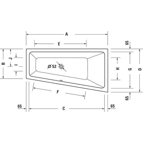 Duravit No.1 Bad offset - 160x85cm hoek rechts - wit glanzend SW723796