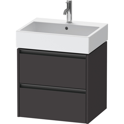 Duravit Ketho.2 Wastafelonderbouwkast - met 2 laden - 58.4x46x54.9cm - met grepen antraciet - grafiet supermat SW772980