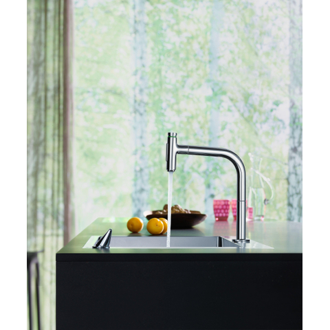 Hansgrohe Metris Select M71 2-gats - 1 greeps keukenkraan - met uittrekbare. vuistdouche - hoogglans chroom SW541876