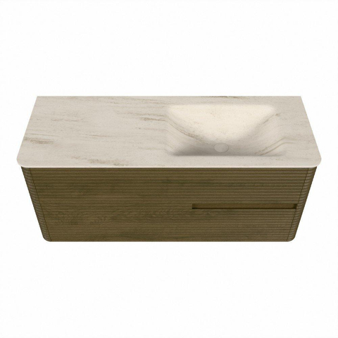 Mondiaz CIRO-DLUX Ensemble de meubles de salle de bains - 120x45x50cm - Vasque en solid surface Meli - 1 bassin à droite - sans trous de robinetterie - 2 tiroirs - Dusk SW1533154