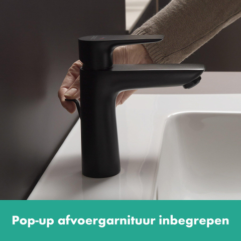 Hansgrohe Talis e Eengreeps wastafelmengkraan - 110 - coolstart - met PopUp - trekwaste - mat zwart SW297298