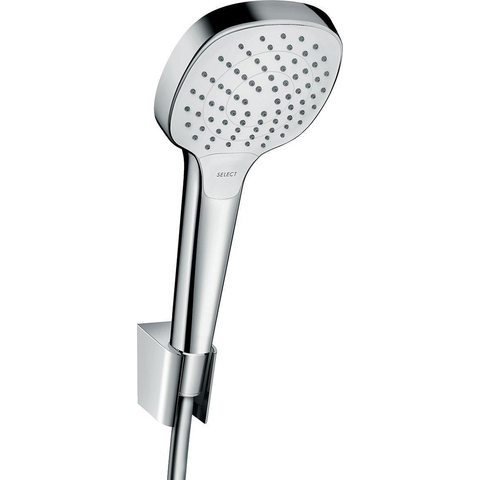 Hansgrohe Croma select e PorterS badset - met Croma - select E Vario - handdouche - met wandhouder - met isiflex B - doucheslang - 160cm wit/chroom - wit chroom 0605477