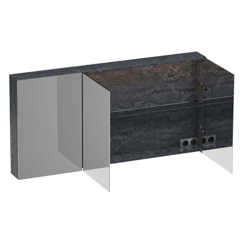 BRAUER Impress Deluxe armoire de toilette avec miroir - 140x70x15cm - éclairage interne et externe - 3 portes miroir double face - Damascus SW720952
