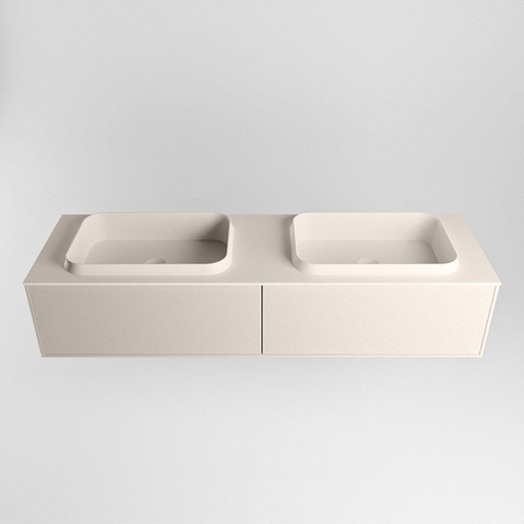 ENSEMBLE DE MEUBLE DE SALLE DE BAIN MONDIAZ ERIN - 150 cm - Lin - 2 tiroirs - 2 lavabos - 0 trous de robinet - Lin SW698468