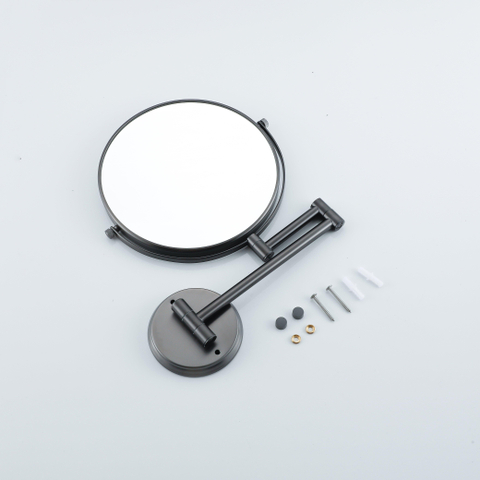 Fortifura Calvi make-up spiegel - 20cm - rond - PVD - geborsteld gunmetal (antraciet) SW1126040