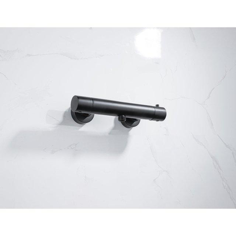 Fortifura Calvi douchekraan - met glijstangset - met ronde handdouche - gladde doucheslang - mat zwart SW811946