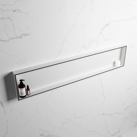 Mondiaz Easy nis 29.5x149.5x8cm voor Inbouw/opbouw 1 open vak Solid surface Talc/DarkGrey SW643723
