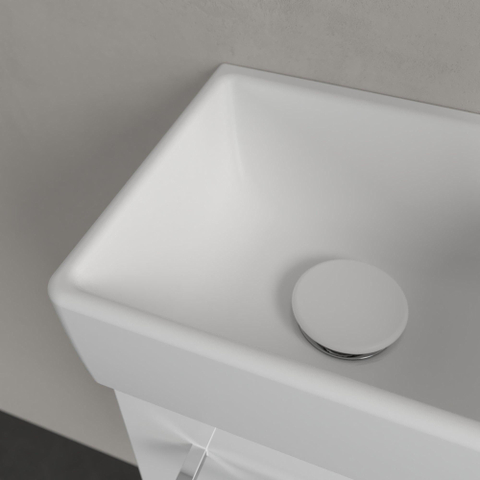 Villeroy & Boch Avento fontein - 1 kraangat rechts - zonder overloop - 36x22cm CeramicPlus - Stone White (mat wit) SW445852