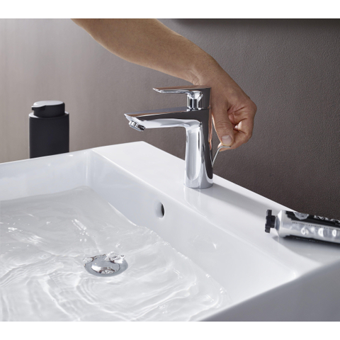 Hansgrohe Talis e 1 greeps wastafelkraan - 110 PopUp - trekwaste - hoogglans zwart chroom SW358789