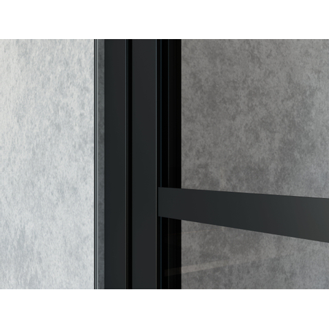 Saniclass Bellini Porte de douche 160x200cm avec paroi fixe verre de sécurité anticalcaire cadre Lines à l'extérieur Noir mat SW491691