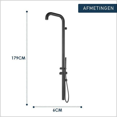 FugaFlow Douchepaneel - RVS 316 - handdouche - wandmodel - mat zwart SW890154