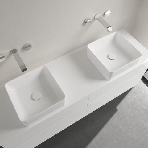 Villeroy & Boch Collaro opzetwastafel vierkant - 38x38cm - zonder overloop - zonder kraangat - White Alpine (glans wit) SW336075