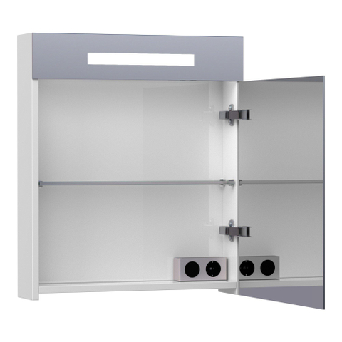 BRAUER Promise Deluxe armoire de toilette – 59 x 70 x 15 cm – LED directe – ouverture à droite – Blanc haute brillance SW2209