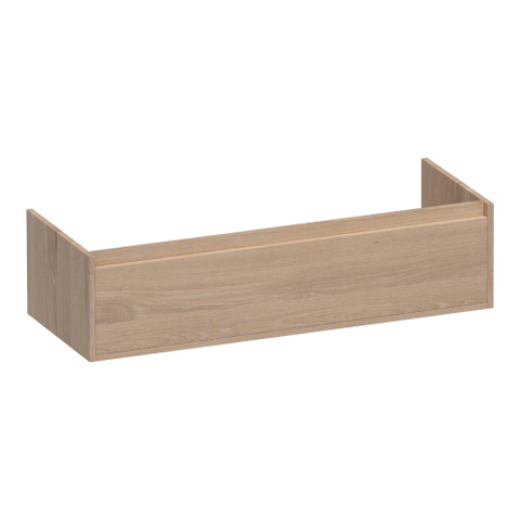BRAUER Hope meuble sous-lavabo - 119x30x45,5cm - 1 tiroir à fermeture douce sans poignée - 1 découpe pour siphon - chêne massif - lattes de chêne naturel SW445533