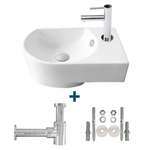 GO by Van Marcke Flexy fonteinset – halfrond – 41x27x14.2 cm – porselein wit – kraangat rechts SW385493
