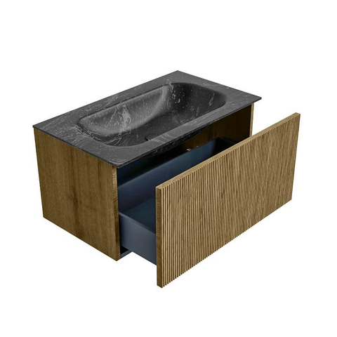 Mondiaz KURVE-DLUX Badkamermeubelset - 80x46x40cm - 1 lade - wastafel solid surface - midden - 1 kraangat - Dusk SW1415252