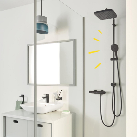 Grohe Vitalio Comfort 250 QuickFix Regendoucheset - 25cm - hoofddouche - vierkante handdouche - 2 straalsoorten - matte black (mat zwart) SW1126945