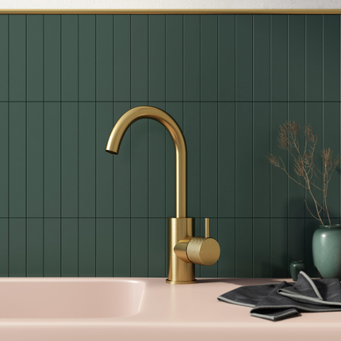 Hotbath Cobber X Wastafelmengkraan - met draaibare uitloop - zonder waste - PVD - geborsteld messing (goud) SW440757