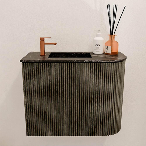 Mondiaz JOYA-DLUX 51.6cm toiletmeubel - ronding rechts kleur Shadow - Wastafel FAYE positie Links 1 kraangat kleur Lava. SW1422874