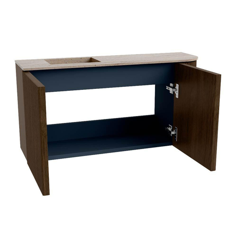 Mondiaz JOYA-DLUX 81.6cm toiletmeubel - ronding rechts kleur Walnut - Wastafel FAYE positie Links 1 kraangat kleur Saba. SW1424660