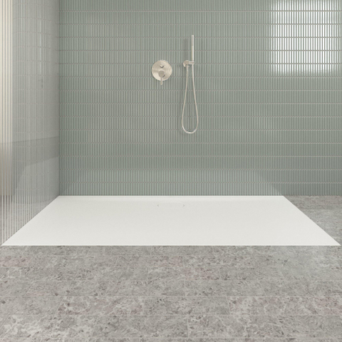 Villeroy & Boch Ecora douchebak - 170x80x3.5cm - afvoer lange zijde - stone white (wit) SW1559026