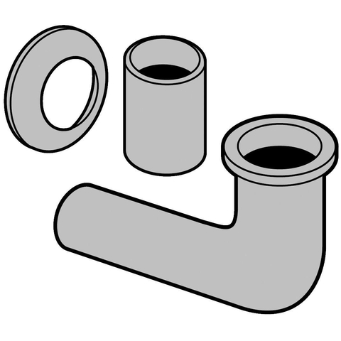 Villeroy & Boch Toebehoren Divers aansluitgarnituur - voor urinoir rozet afvoerBochtstuk en buis - 15cm - hoogglans chroom 0104612