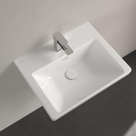 Villeroy & Boch Subway 3.0 wastafel - met kraangat - met overloop - 55x44x16.5cm - White Alpine (glans wit) SW654566