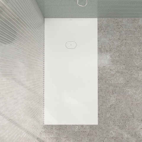 Villeroy & Boch Ecora douchebak - 180x90x4.5cm - afvoer korte zijde - stone white (wit) SW1558877