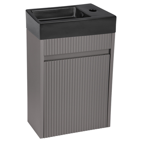 Differnz Hura lave-mains - 40x22x11.5cm - céramique - 1 trou robinet - sans bonde - noir SW1236897