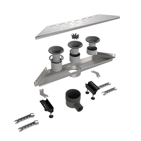 Easy Drain Multi Trapezium 300 caniveau de douche avec sortie latérale 48,5cm 50mm inox 2301182