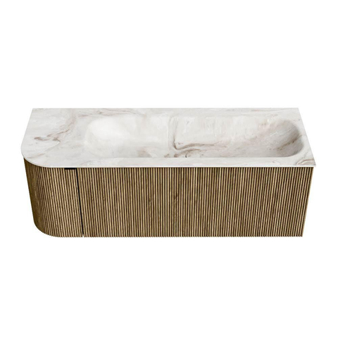 Mondiaz KURVE-DLUX Badkamermeubelset - 125x46x40cm - 1 lade - 1 deur - wastafel solid surface - rechts - zonder kraangat - Dusk SW1414896