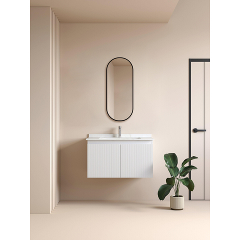 Saniclass Retro Line spiegel – ovaal – 38x90 cm – Zwart mat SW643428