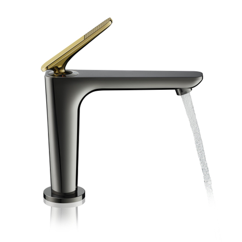 Hansgrohe Axor Citterio C 1-gats wastafelkraan 125 coolstart m. afvoerplug m. cubic cutvoorsprong 13.5cm - polished gold optic SW1152010