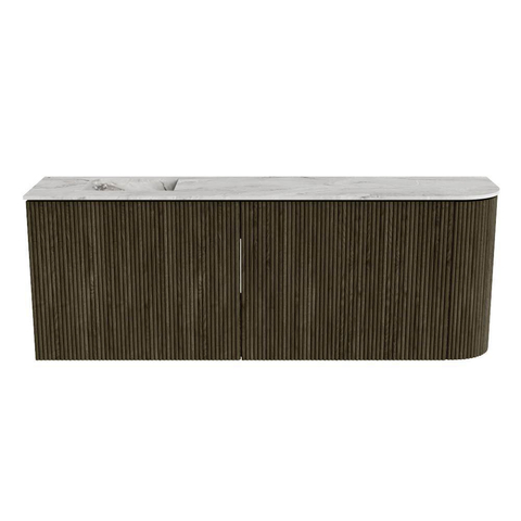 Mondiaz JOYA-DLUX 111.6cm toiletmeubel - ronding rechts kleur Shadow - Wastafel FAYE positie Links 1 kraangat kleur Glace. SW1422828