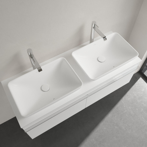 Villeroy & Boch Venticello Lavabo à poser demi encastrable sans trous 55x36cm avec trop-plein Ceramic+ Stone white SW209648