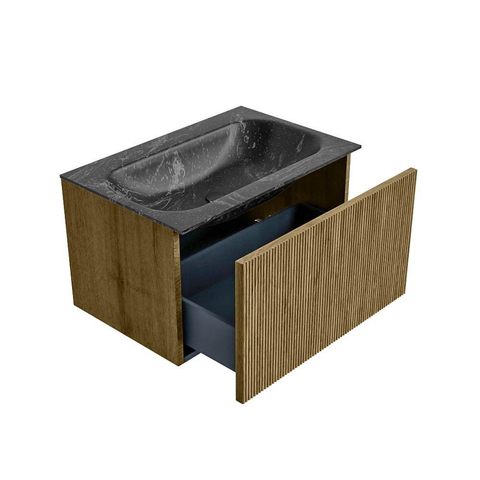 Mondiaz KURVE-DLUX Badkamermeubelset - 70x46x40cm - 1 lade - wastafel solid surface - midden - 1 kraangat - Dusk SW1415245