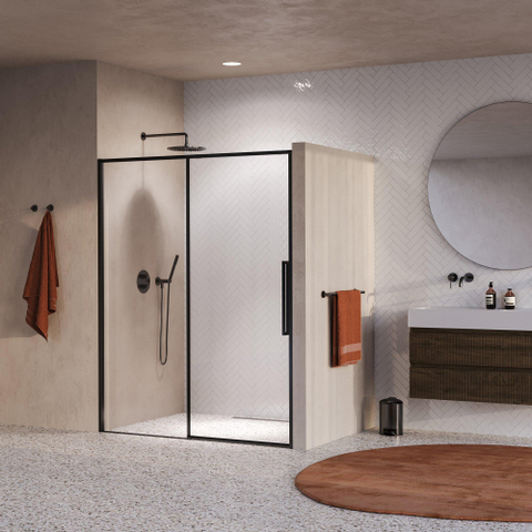 BRAUER Galactic Nisdeur - 160x200 - 2-delig schuif - helder glas - omkeerbaar - incl. glascoating - geborsteld gunmetal PVD SW1580964