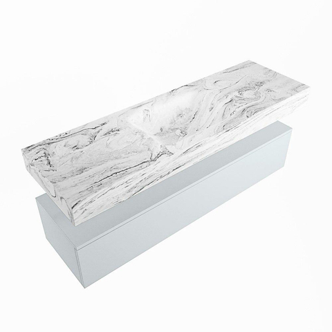 Mondiaz ALAN-DLUX Ensemble de meuble - 150cm - meuble Clay mat - 1 tiroir - Lavabo Cloud Glace suspendu - vasque Centre - 0 trous de robinet SW806276