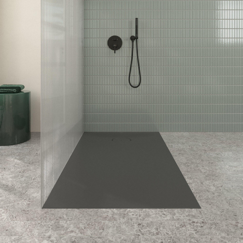 Villeroy & Boch Ecora douchebak - 140x80x3.5cm - afvoer korte zijde - anthracite (antraciet) SW1558863