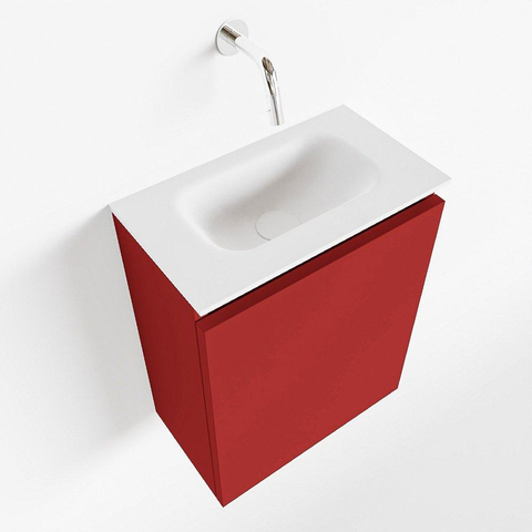 MONDIAZ TURE Toiletmeubel 40x23x50cm met 0 kraangaten 1 deuren fire mat Wastafel Eden midden Solid Surface Wit SW475081