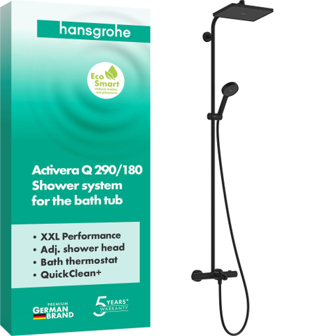Hansgrohe Activera Q Showerpipe 290 met badthermostaat Ecostat Fine mat zwart SW1566681
